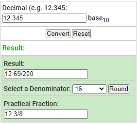 Decimal to Mixed Number Converter